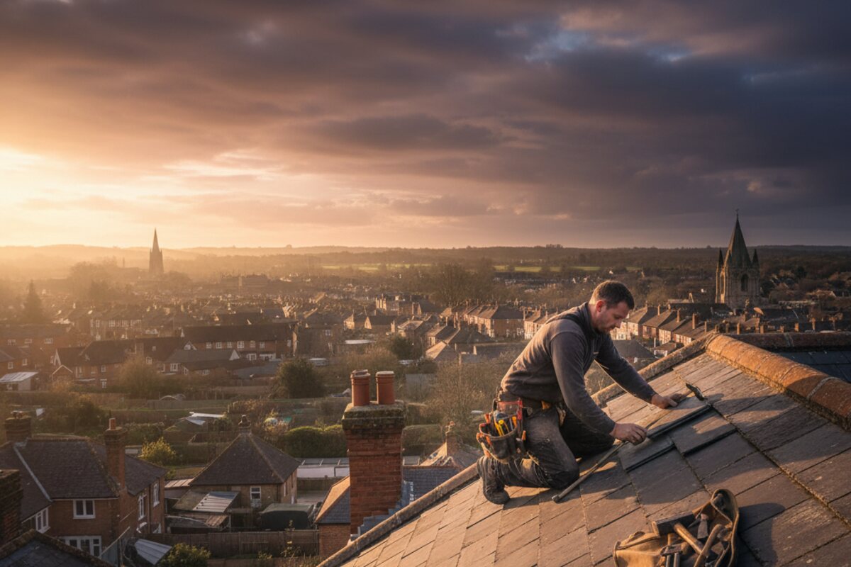 A restored natural slate roof by Tim the Roofer on a period home in Richmond